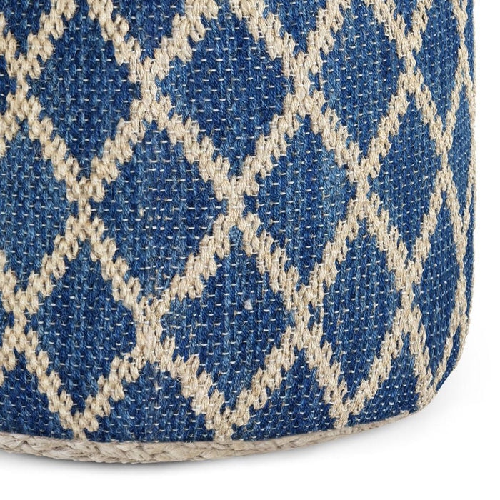 Blue/Natural | Edgeley Round Pouf