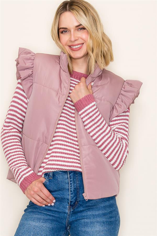 Emery Mock Neck Puffer Vest (various colors)