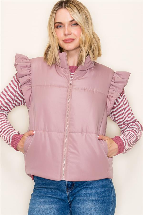 Emery Mock Neck Puffer Vest (various colors)