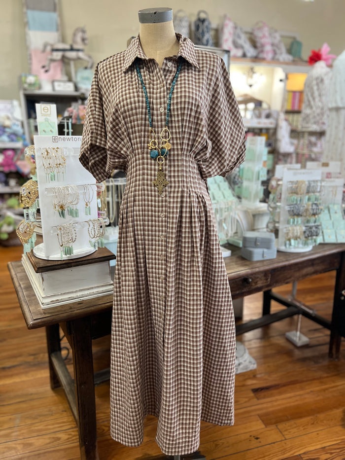 Emmylou Button Plaid Dress