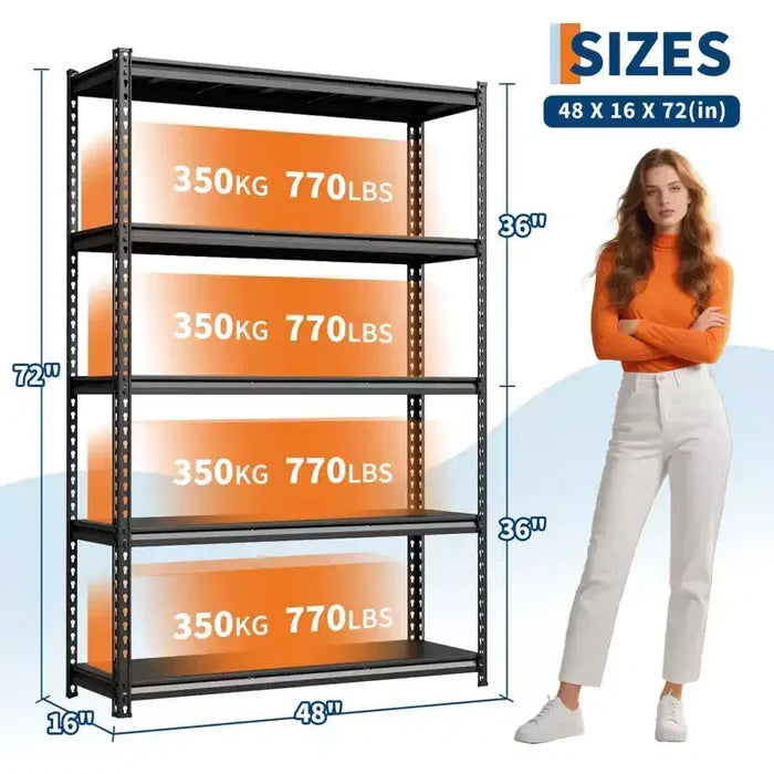 5-Tier Garage Shelving Unit, Adjustable Steel Utility Storage Rack with Metal Shelves, 3850 Lbs Total Capacity, for Garage, Warehouse, Heavy Duty