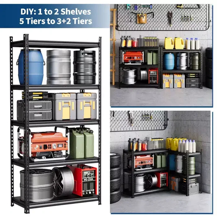 5-Tier Garage Shelving Unit, Adjustable Steel Utility Storage Rack with Metal Shelves, 3850 Lbs Total Capacity, for Garage, Warehouse, Heavy Duty