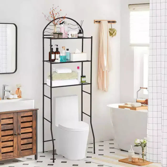 Bathroom Shelf, Over Toilet Storage 3 Tier - Heavy Duty Metal Organizer Racks for Small Spaces Apartments, Space Saving Above Toilet