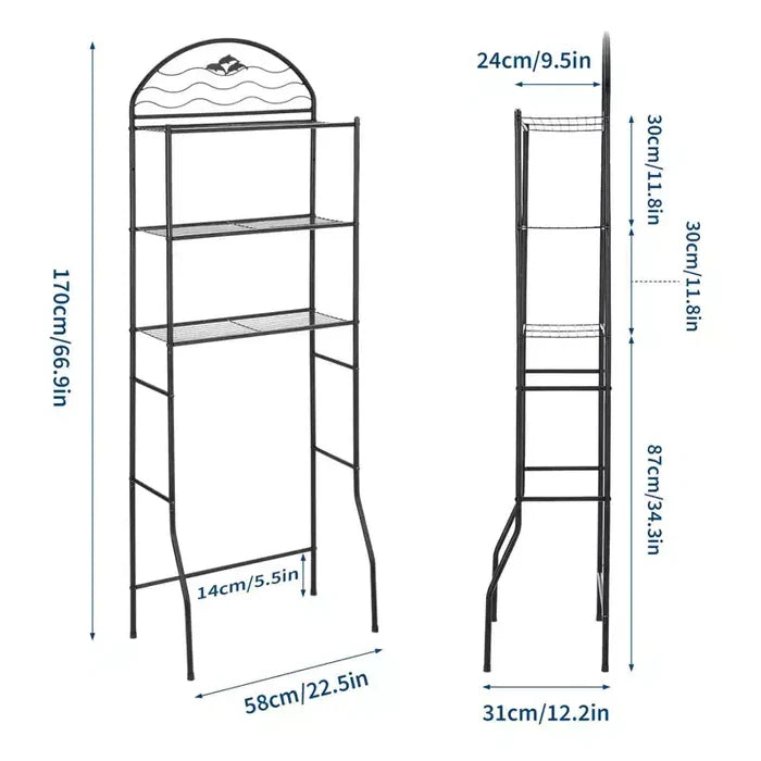 Bathroom Shelf, Over Toilet Storage 3 Tier - Heavy Duty Metal Organizer Racks for Small Spaces Apartments, Space Saving Above Toilet