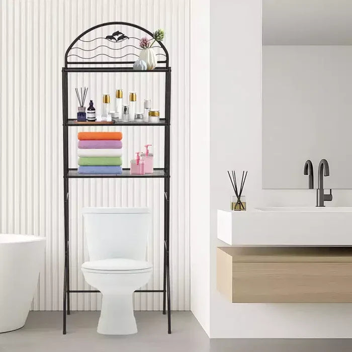 Bathroom Shelf, Over Toilet Storage 3 Tier - Heavy Duty Metal Organizer Racks for Small Spaces Apartments, Space Saving Above Toilet