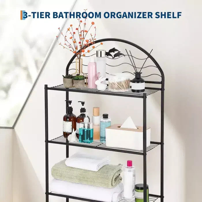 Bathroom Shelf, Over Toilet Storage 3 Tier - Heavy Duty Metal Organizer Racks for Small Spaces Apartments, Space Saving Above Toilet