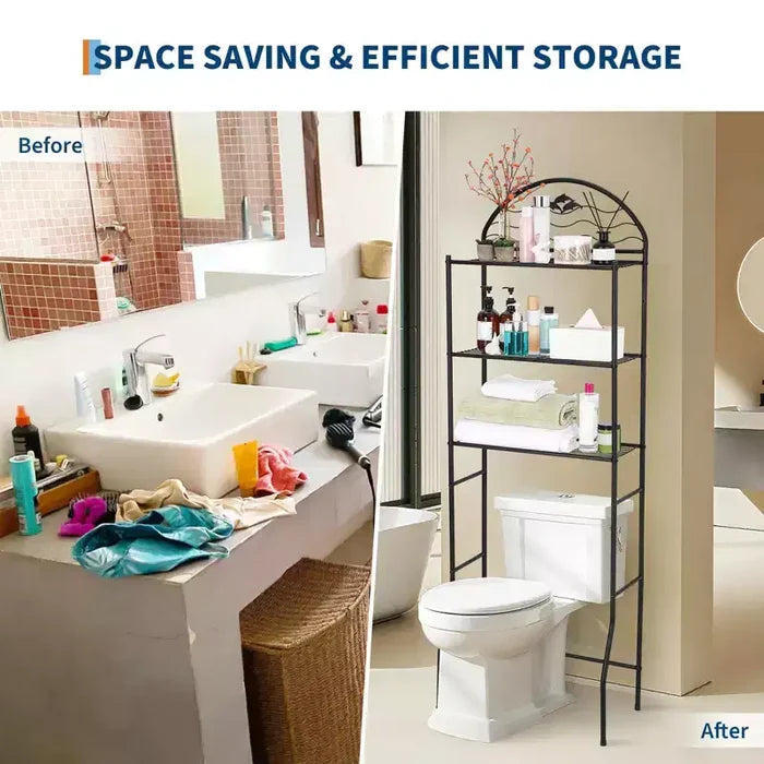 Bathroom Shelf, Over Toilet Storage 3 Tier - Heavy Duty Metal Organizer Racks for Small Spaces Apartments, Space Saving Above Toilet