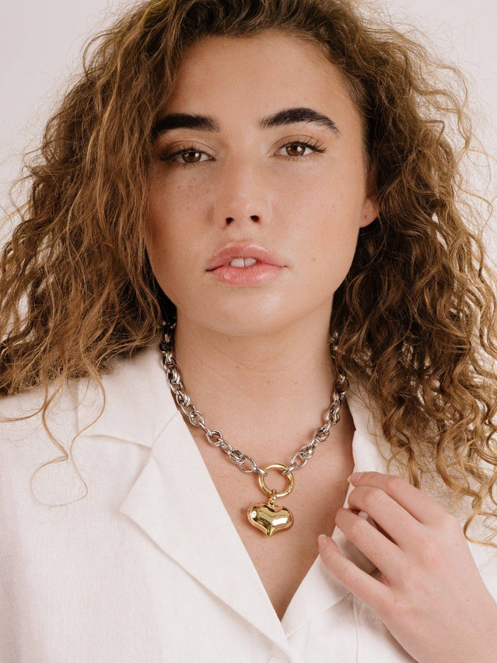 Ettika Locked in Mixed Metal Heart Necklace