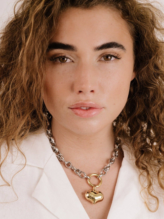 Ettika Locked in Mixed Metal Heart Necklace