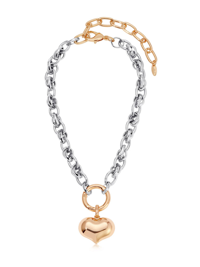 Ettika Locked in Mixed Metal Heart Necklace