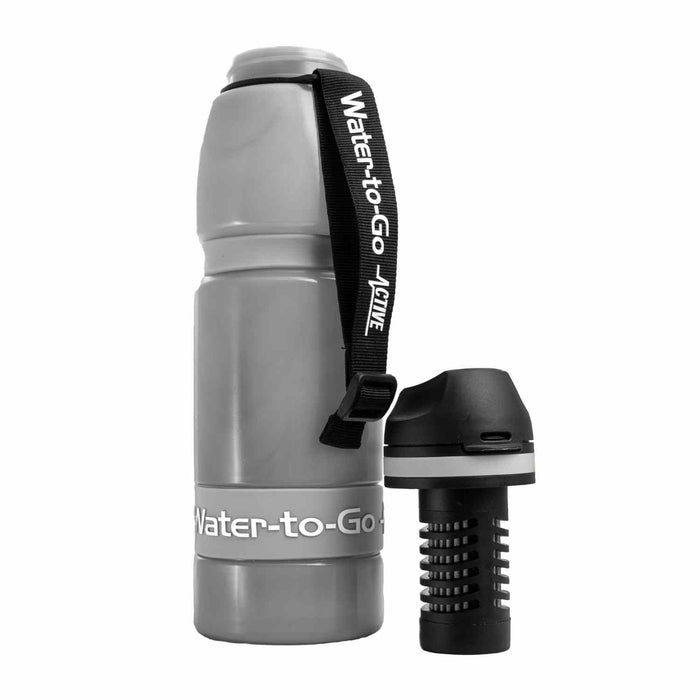 Extra Large Water Purifier Bottle 33.8 fl oz /1L Gray filter water bottle - Water to Go