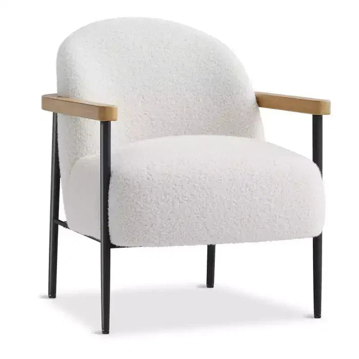 GustoWave 31.9'' Mid-Century Accent Chair, Metal Frame Reading Chair for Living Room - Beige