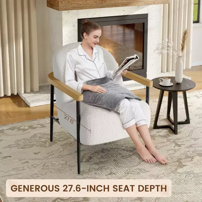 GustoWave 31.9'' Mid-Century Accent Chair, Metal Frame Reading Chair for Living Room - Beige