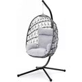 Heynemo Hanging Egg Chair Outdoor Swing Chair with Stand, Hammock Chair Indoor, Patio Boho Wicker Hanging Chair with Stand 350lbs Capacity