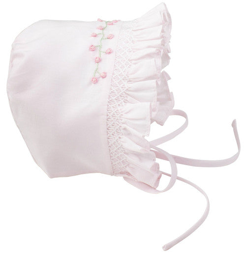 Feltman Brothers-Baby Bonnet-Girls Smocked Lace Bonnet-Pink, White, Pink/White, Blue-0/3,6/9 mon-2154