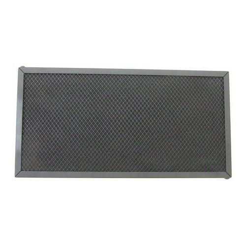 Rectangular black mesh filter YN005 with gray frame for air purification or ventilation systems isolated on white background