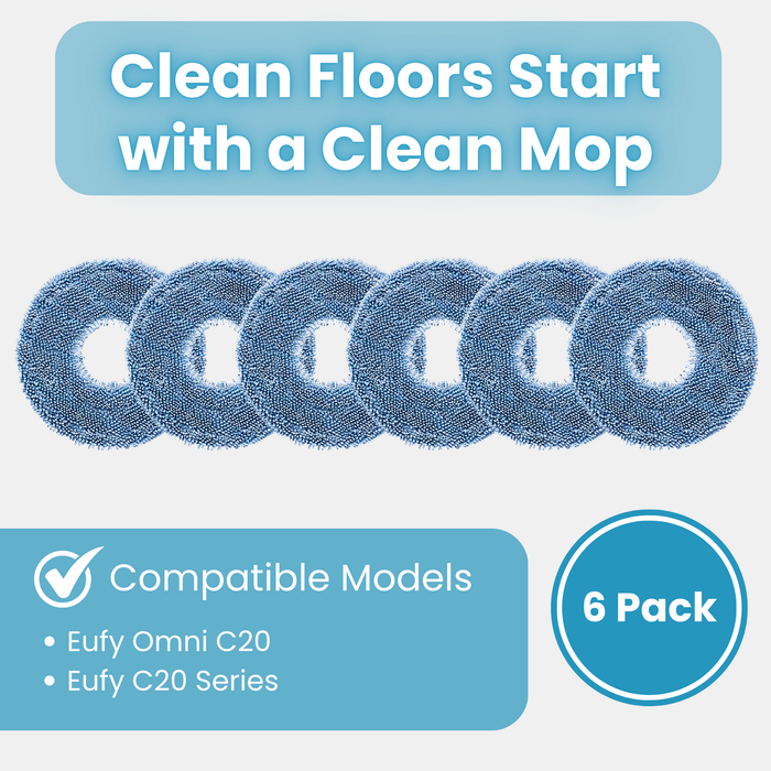 Finest-Filters Mop Pads Compatible with Eufy C20 Robot Vacuum (6pk)