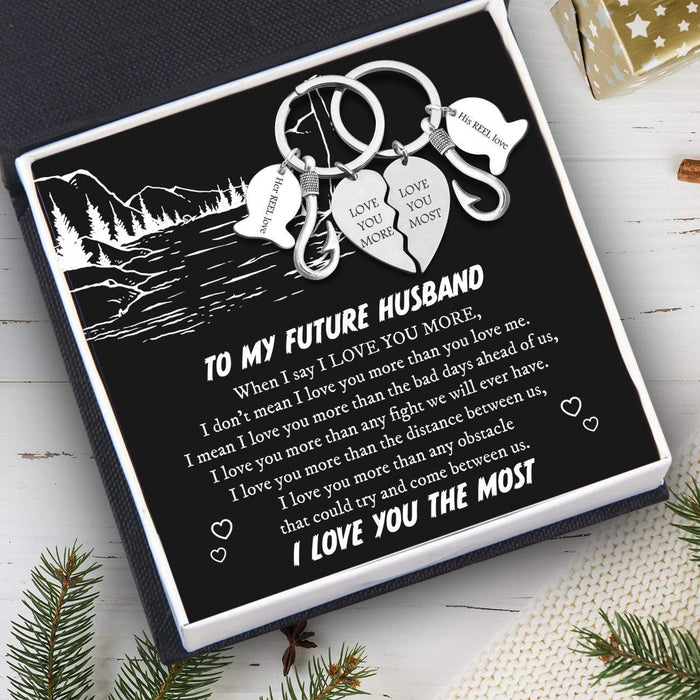 Fishing Heart Puzzle Keychains - To My Future Husband - I Love You The Most - Gkbn24001