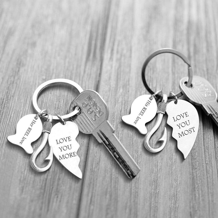 Fishing Heart Puzzle Keychains - To My Husband - I Love You The Most - Gkbn14002