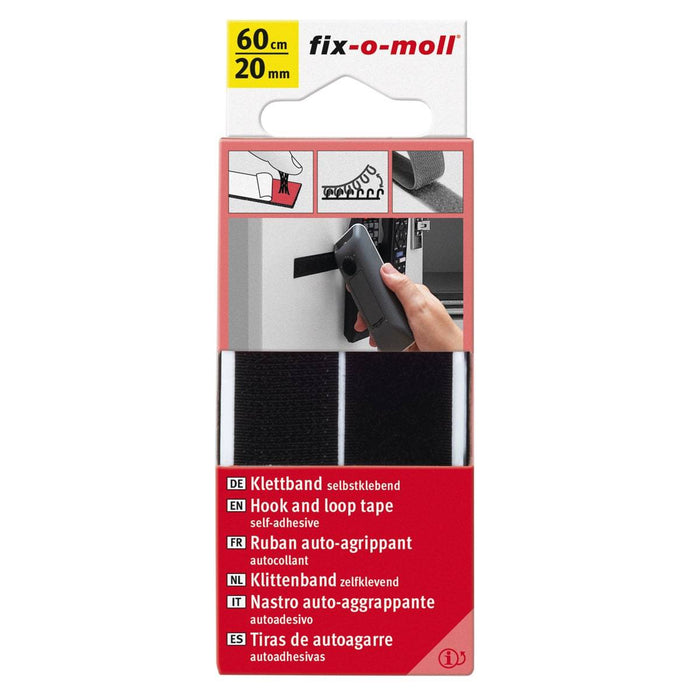 Fix-O-Moll Touch Fastener Tape Adhesive Black 60 cm X 20 mm