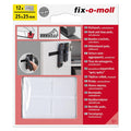 Fix-O-Moll Touch Fastening Strips Self Adhesive White 25 X 25 mm