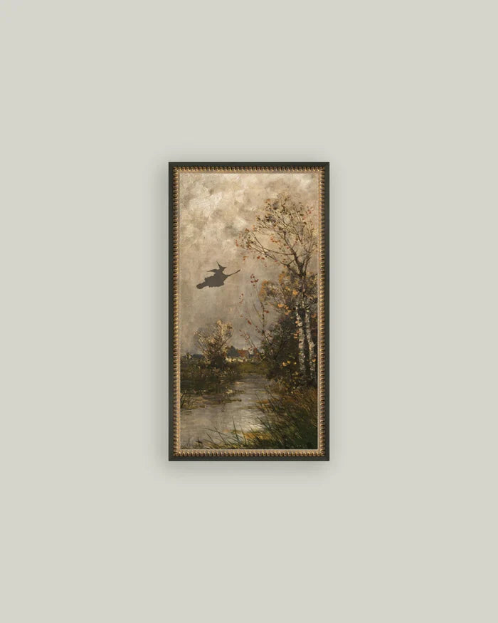 Flying Witch Landscape Framed Art