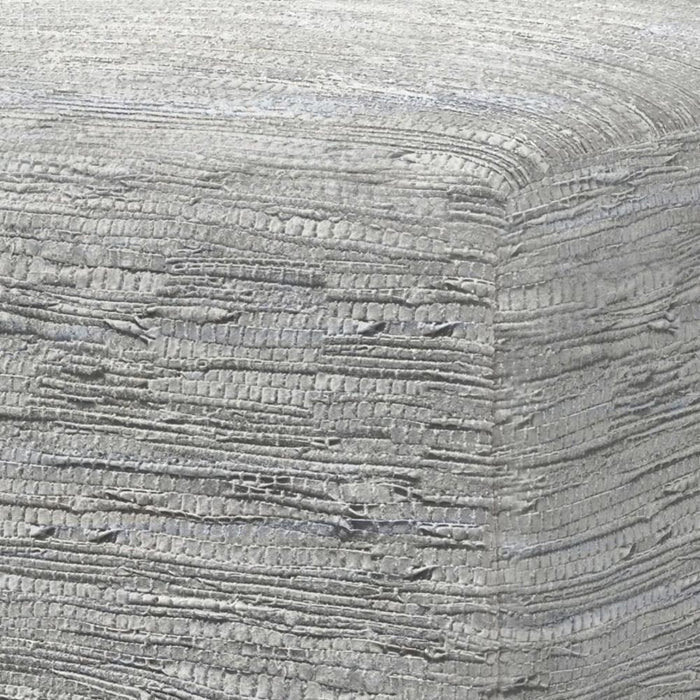 Cream | Fredrik Woven Leather Square Pouf