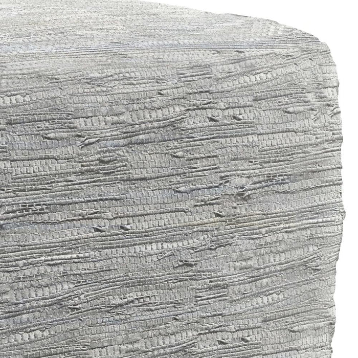 Cream | Fredrik Woven Leather Square Pouf