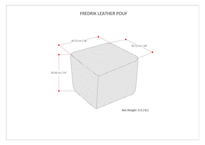 Cream | Fredrik Woven Leather Square Pouf