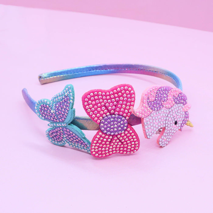 Frog Sac Interchangeable Rhinestone Charm Headband and Hair Clips