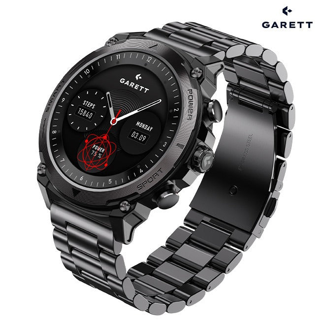 Garett Atom Men's Smartwatch Black | ATOM BLACK STEEL