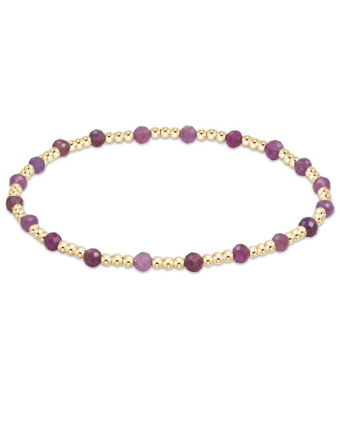 GEMSTONE GOLD SINCERITY PATTERN 3MM BEAD BRACELET - RUBY