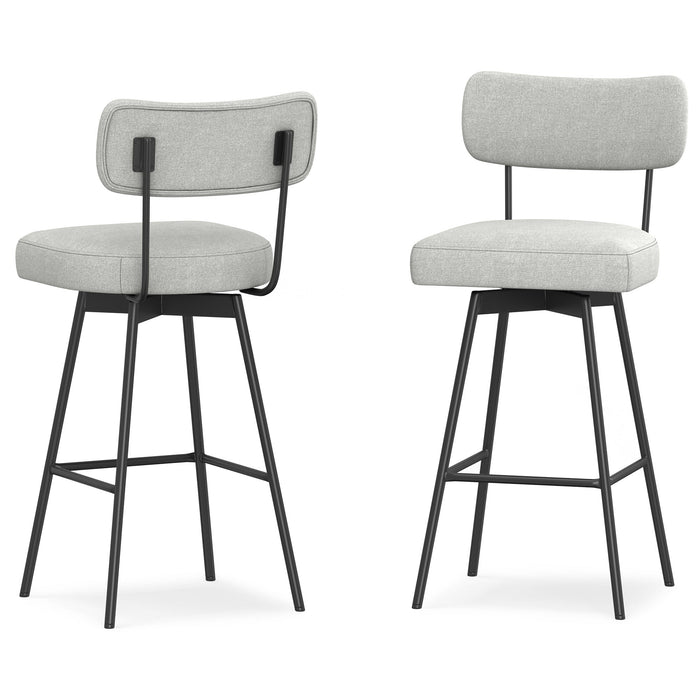 Light Grey Linen Style Fabric | Giselle Swivel Bar Stool (Set of 2)