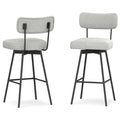 Light Grey Linen Style Fabric | Giselle Swivel Bar Stool (Set of 2)