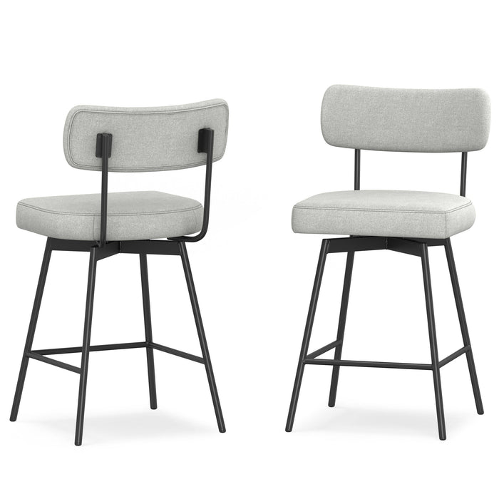 Light Grey Linen Style Fabric | Giselle Swivel Counter Height Stool (Set of 2)