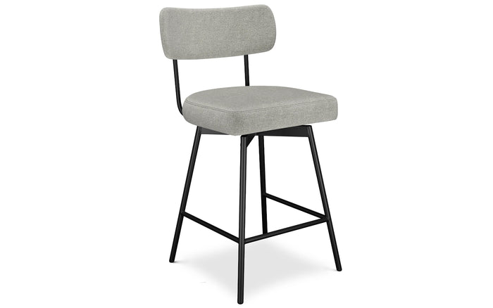 Light Grey Linen Style Fabric | Giselle Swivel Counter Height Stool (Set of 2)