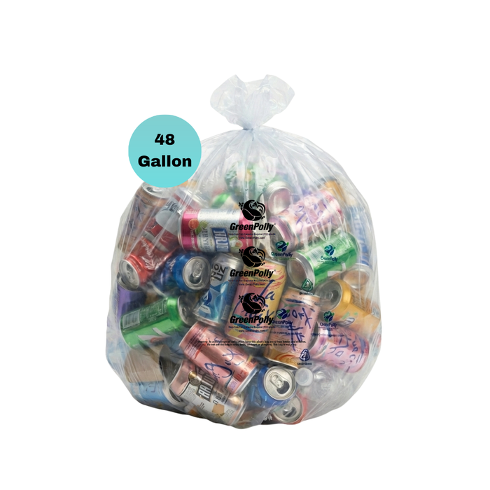 GreenPolly 48-Gallon Commercial Clear Bags – Strong, Sustainable, and 80% Recycled