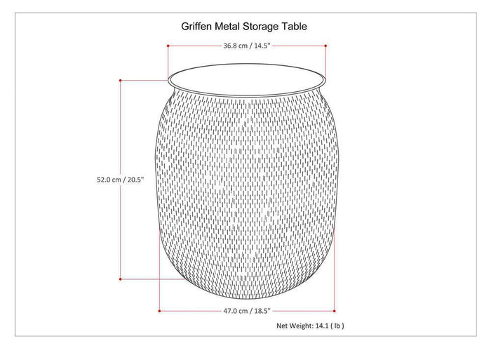 Antique Copper | Griffen Metal Storage Accent Table