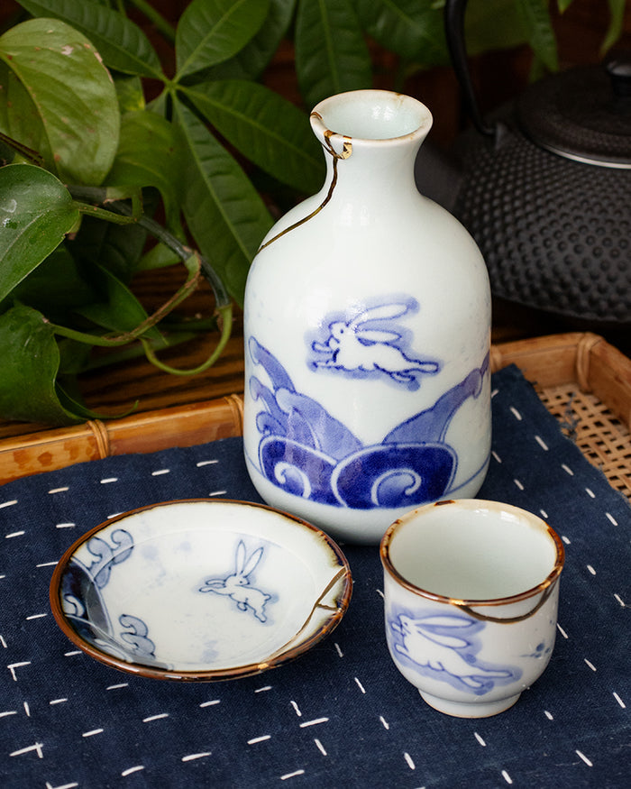 Gyokuyu, Sake Set, Imari Kinsen Kosome