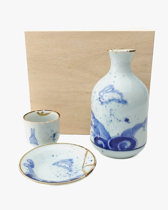 Gyokuyu, Sake Set, Imari Kinsen Kosome