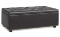 Tanners Brown Vegan Leather | Hamilton Lift Top Storage Ottoman in Vegan Leather