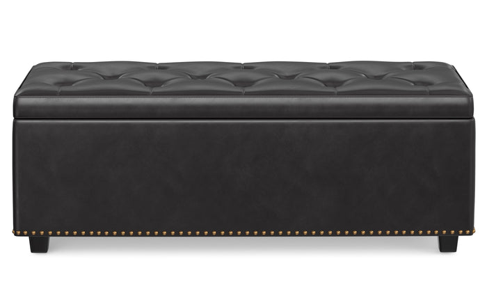 Tanners Brown Vegan Leather | Hamilton Lift Top Storage Ottoman in Vegan Leather