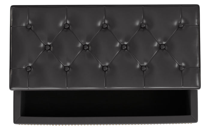 Tanners Brown Vegan Leather | Hamilton Lift Top Storage Ottoman in Vegan Leather