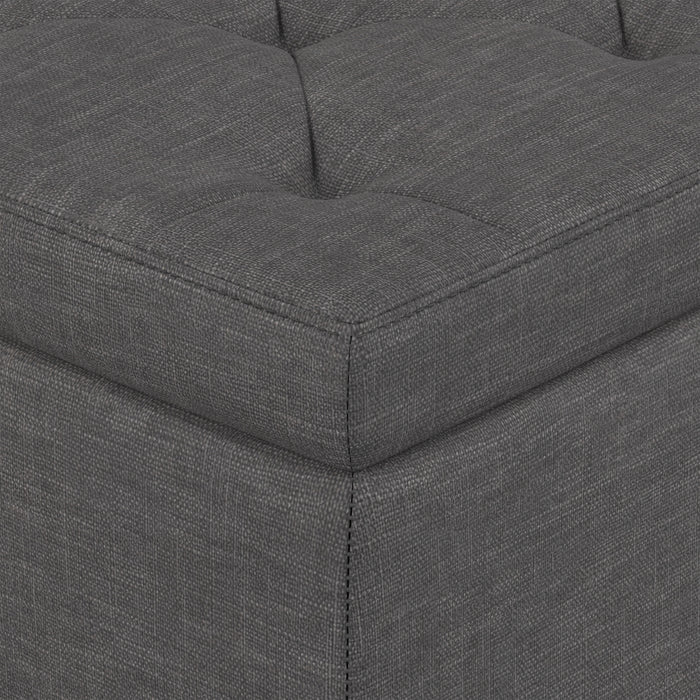 Slate Grey Linen Style Fabric| Hamilton Storage Ottoman in Linen