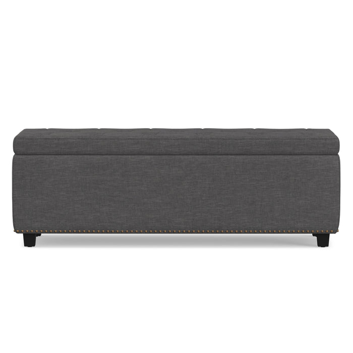 Slate Grey Linen Style Fabric| Hamilton Storage Ottoman in Linen
