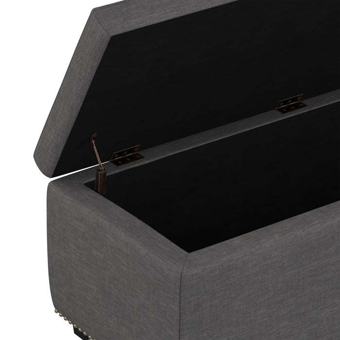 Slate Grey Linen Style Fabric| Hamilton Storage Ottoman in Linen