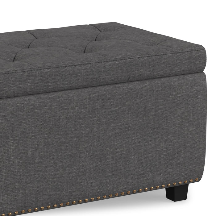 Slate Grey Linen Style Fabric| Hamilton Storage Ottoman in Linen