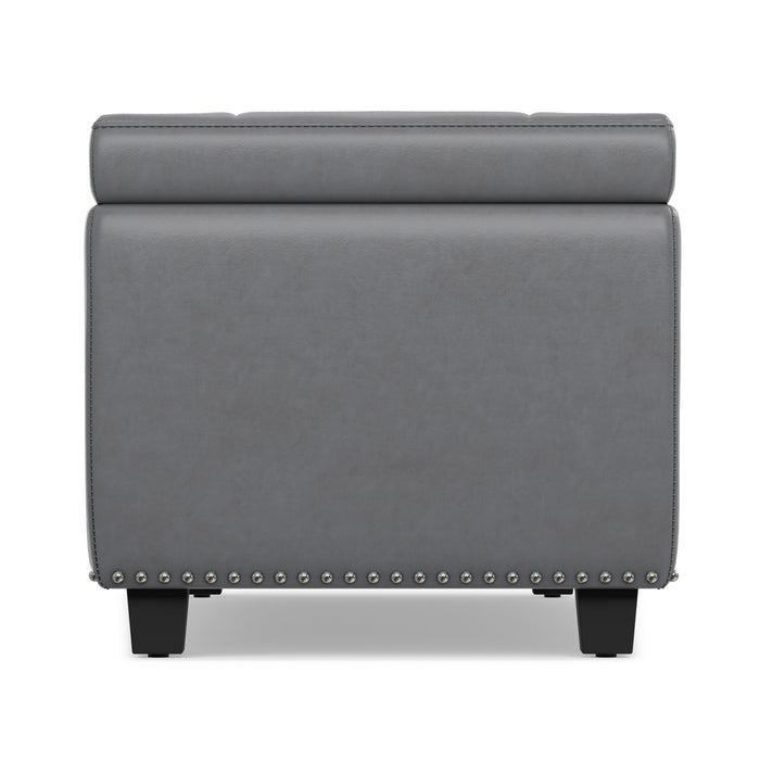 Stone Grey Vegan Leather | Hamilton Storage Ottoman in Stone Grey