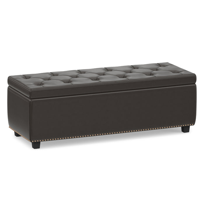 Tanners Brown Vegan Leather | Hamilton Storage Ottoman in Vegan Leather