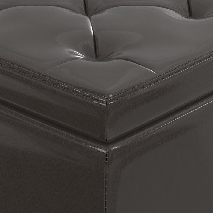 Tanners Brown Vegan Leather | Hamilton Storage Ottoman in Vegan Leather